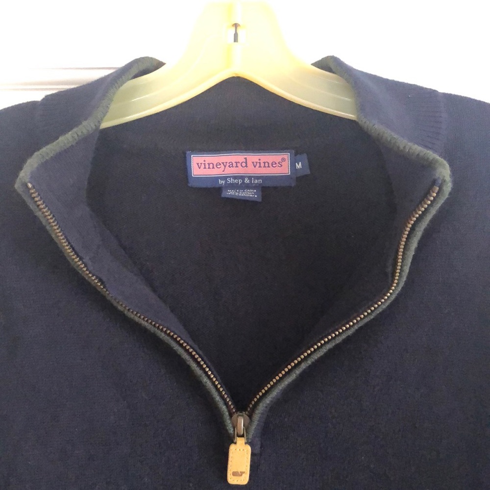 Navy 1/4 zip pullover sweater - Picture 2 of 2